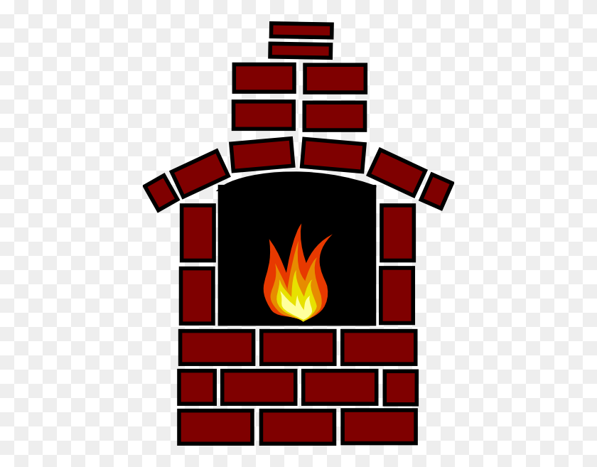 438x597 Brick Oven With Flame Clip Art - Oven Clipart