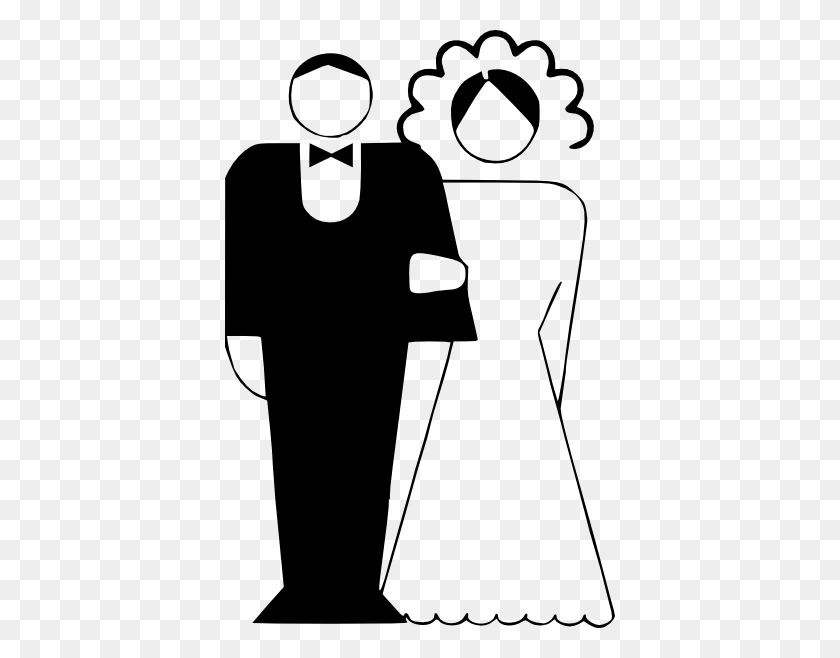 390x598 Bride And Groom Cartoon Clip Art - Wedding Reception Clipart