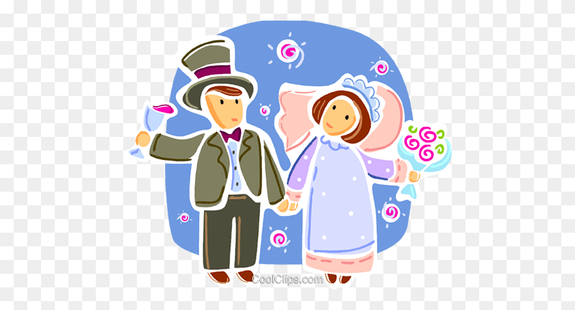 480x393 Bride And Groom Royalty Free Vector Clip Art Illustration - Bride And Groom Clipart