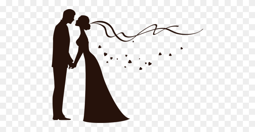 500x377 Bride And Groom Silhouette - Wedding Clipart