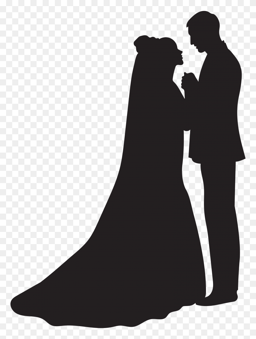 5934x8000 Bride And Groom Silhouette Png Clip - Romantic Clipart