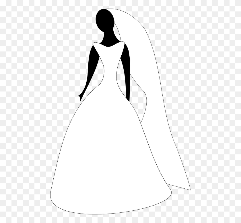 489x720 Bride Clipart Wedding Attire - Bride Silhouette Clipart