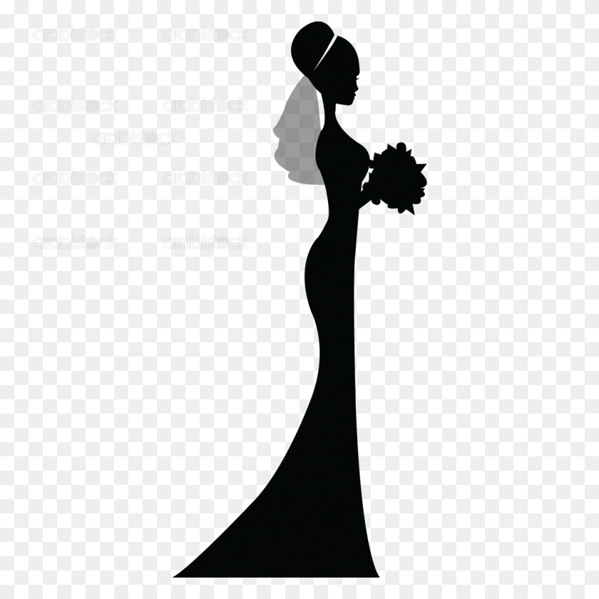 1181x1181 Невеста Png Черно-Белый Прозрачный Невеста Черный И Белый - Силуэт Невесты Клипарт