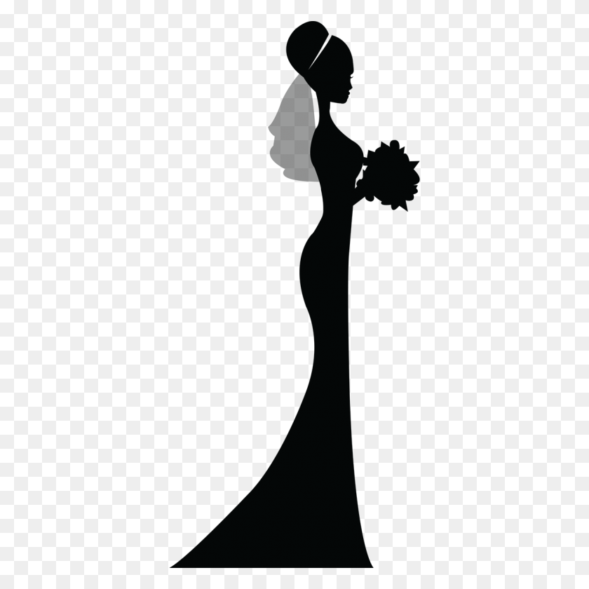 1181x1181 Bridesmaid Silhouette Clip Art Black And White - Bride Silhouette Clipart