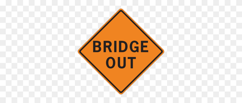 300x300 Bridge Out Sign Clip Art - Bridge Clipart PNG