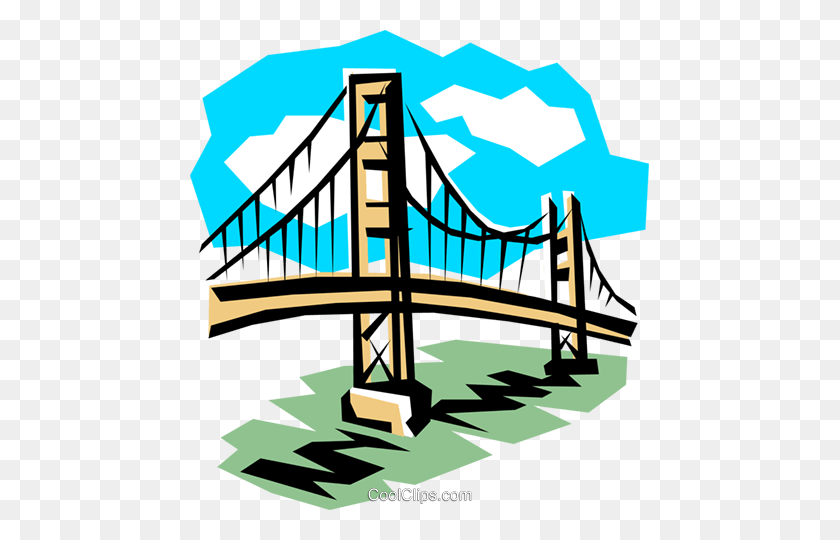 459x480 Bridge Royalty Free Vector Clip Art Illustration - Golden Gate Clipart