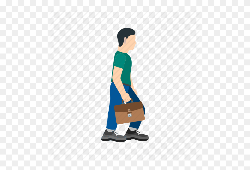 512x512 Briefcase, Business, Corporate, Holding, Job, Walk, Walking Icon - Business People Walking PNG