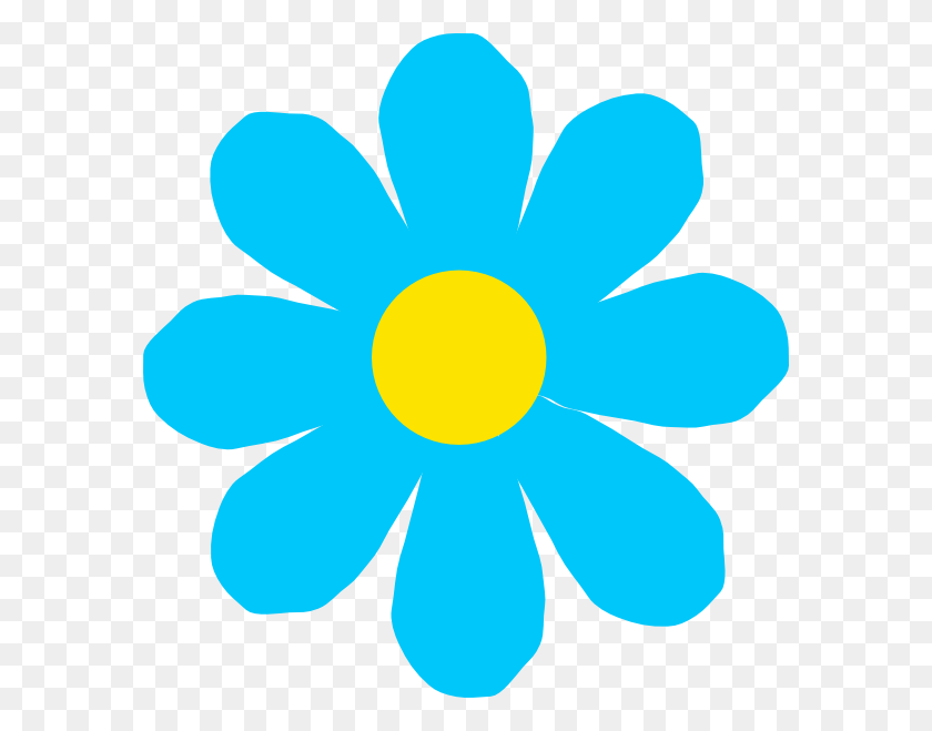582x599 Bright Blue Flower Clip Art - Flower Pattern Clipart