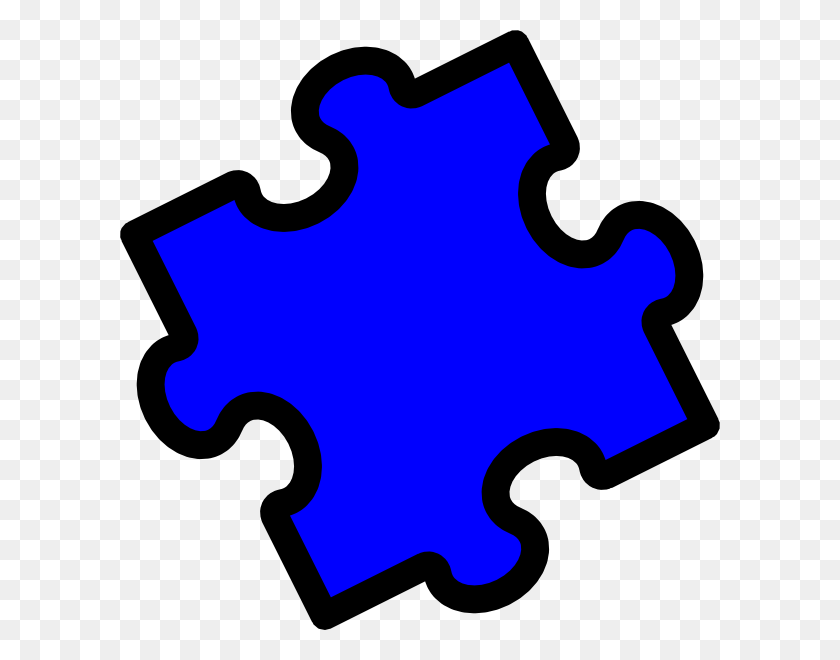 600x600 Bright Blue Puzzle Piece Clip Art - Goblin Clipart