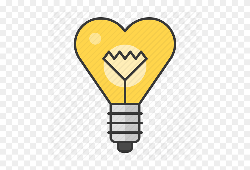 512x512 Bright, Bulb, Electric, Heart, Heart Bulb, Light, Lightbulb Icon - Bright Light PNG