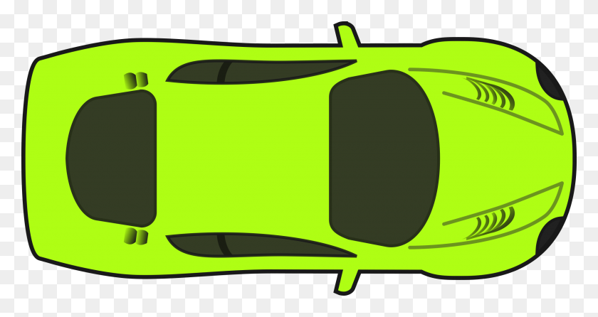 2400x1190 Bright Green Racing Car - Top View PNG