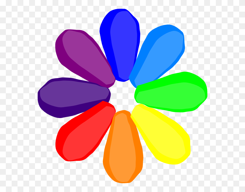 582x599 Bright Rainbow Flower Clip Art - Rainbow Flower Clipart