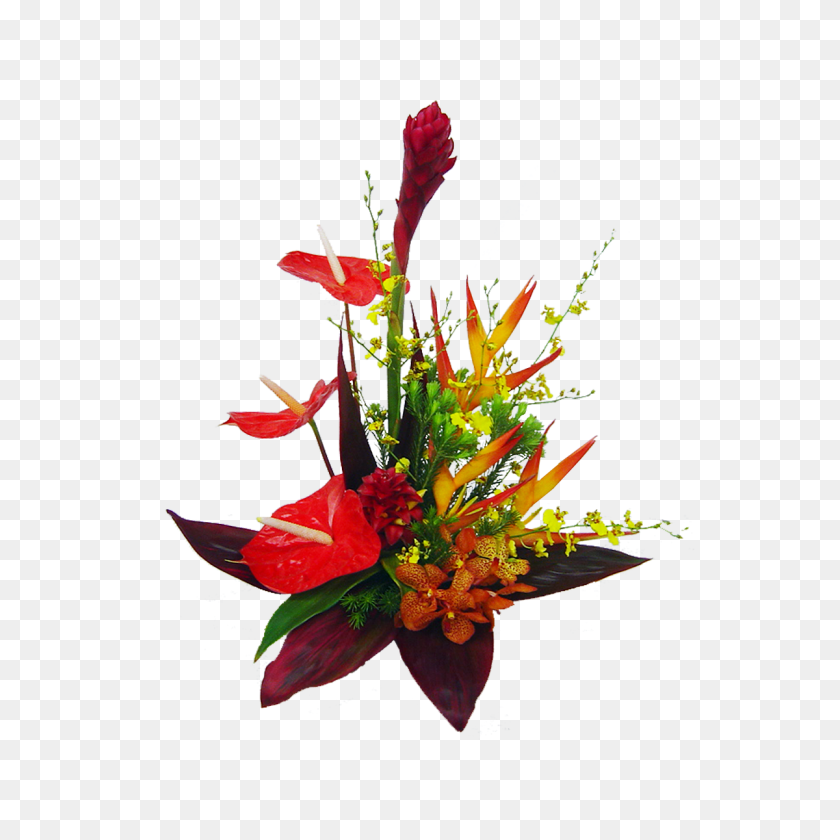 1200x1200 Rojo Brillante Tropical De Flores Hawaianas Ramo De Flores Hawaianas - Flores Hawaianas Png