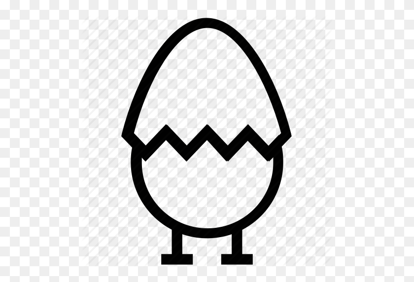 512x512 Разбитое Яйцо, Куриное Яйцо, Декоративный, Пасхальное Яйцо, Икона Пасхального Яйца - Пасхальное Яйцо Черно-Белый Клипарт