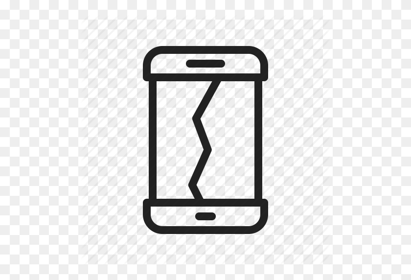 512x512 Broken, Crack, Damage, Drop, Phone, Screen, Smartphone Icon - Broken Screen PNG