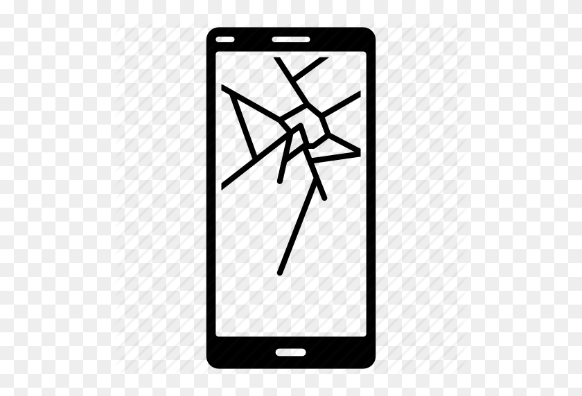 512x512 Broken, Cracked, Phone, Screen, Shattered Icon - Broken Screen PNG