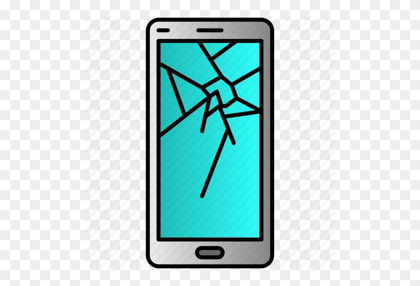 512x512 Сломанный, Треснувший, Телефон, Экран, Разбитый Значок - Треснувший Экран Png