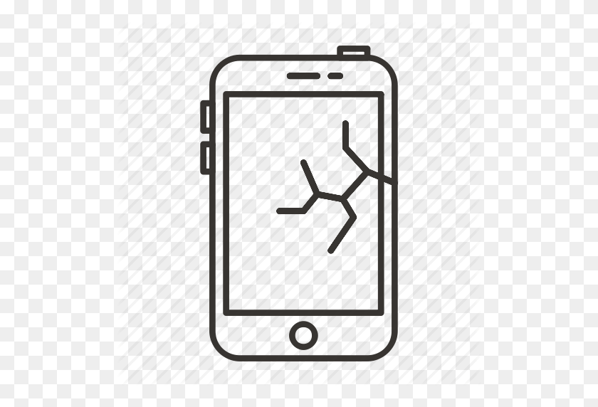 512x512 Сломанный, Дисплей, Iphone, Мобильный, Телефон, Экран, Значок Smartphoe - Сломанный Экран Png