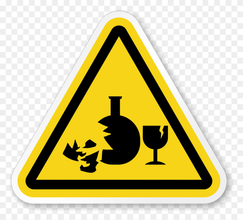 800x719 Broken Glass Hazard Symbol, Iso Triangle Warning Sticker Signs - Broken Glass PNG