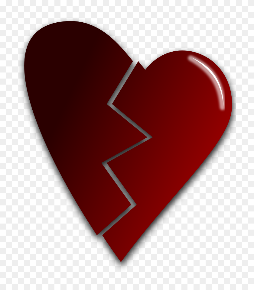 720x900 Векторный Клипарт Разбитое Сердце - Половина Сердца Клипарт