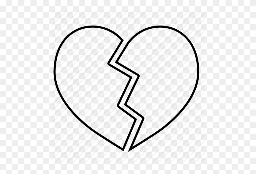 512x512 Broken Heart, Couple, Heart, Love, Lovers, Pain, Valentines Icon - Heart Outline PNG