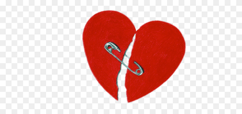 509x337 Broken Heart With Safety Pin Transparent Png - Broken Heart PNG