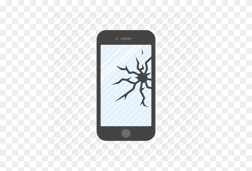 512x512 Broken Phone, Cracked Phone, Cracked Screen, Shattered Screen Icon - Cracked PNG