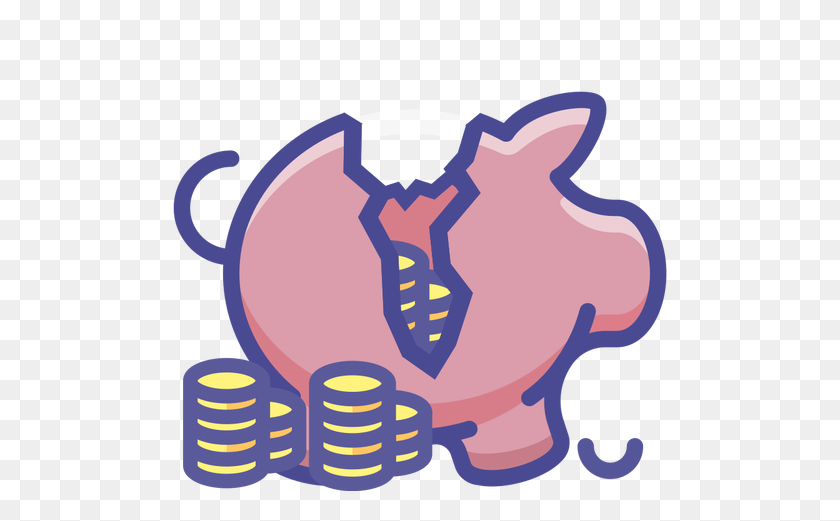 500x461 Broken Piggy Bank - Piggy Bank Clipart
