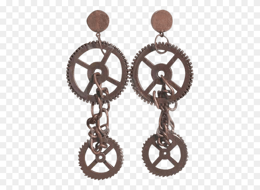 555x555 Bronze Steampunk Gear Earrings - Steampunk Gears PNG