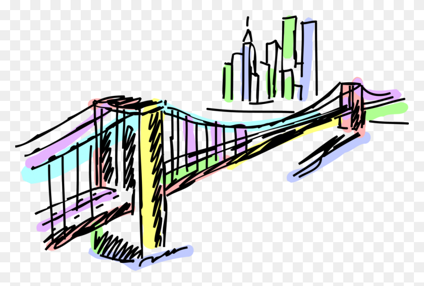 1075x700 Бруклинский Мост, Нью-Йорк - Бруклинский Мост Клипарт
