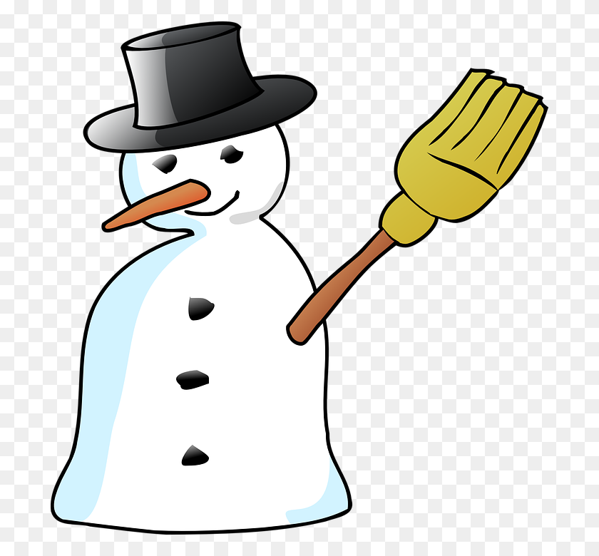 698x720 Broom Snowman Clipart, Explore Pictures - Snowman Clip Art