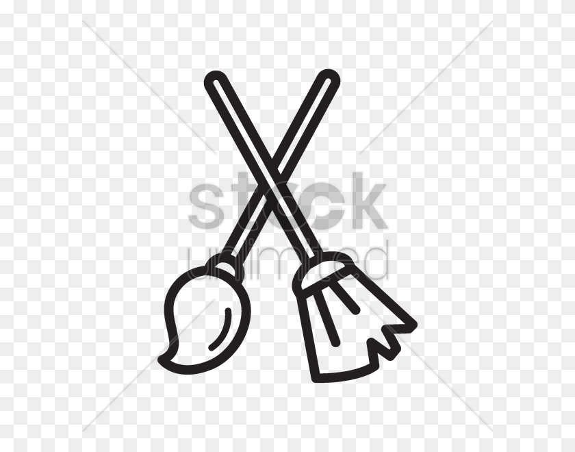 600x600 Broomstick And Cleaning Mop Vector Image - Clean Kitchen Clipart