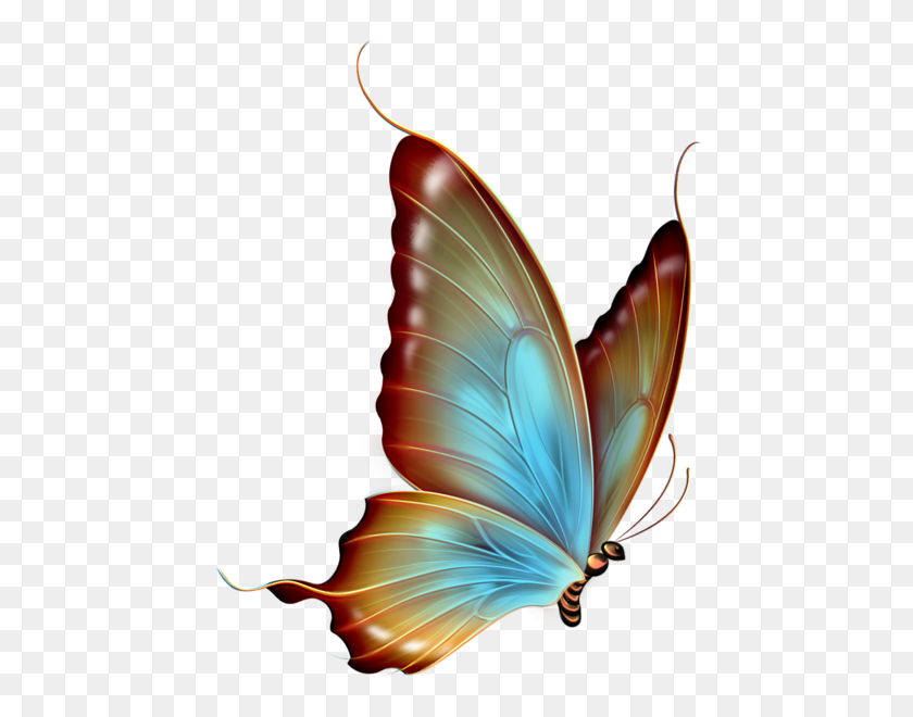 469x600 Коричневые И Синие Прозрачные Бабочки Клипарт Бабочки - Мотылек Клипарт