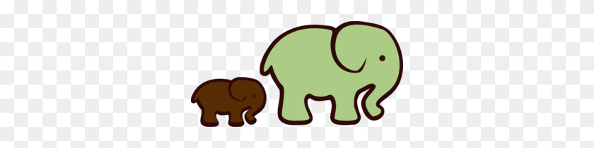 300x150 Elefante Marrón Y Verde Mamá Bebé Clipart - Baby Elephant Clipart Baby Shower