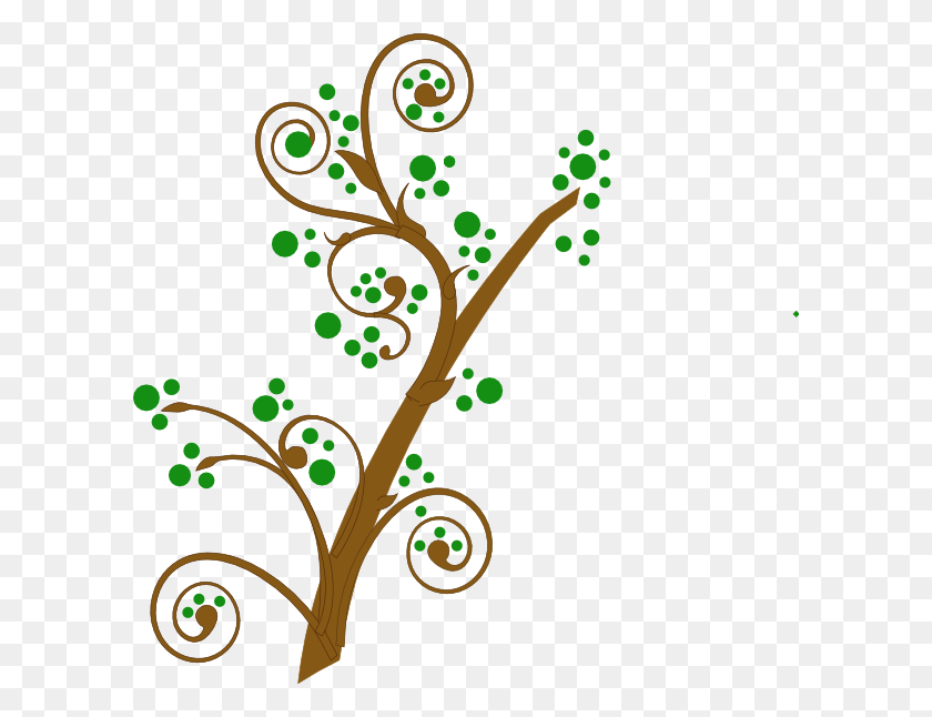 600x586 Brown And Green Tree Branch Clip Art - Tree Branch Clipart
