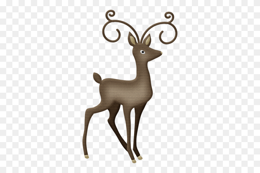 310x500 Brown Buck Deer Facing Right Clipart Christmas - Woodland Deer Clipart