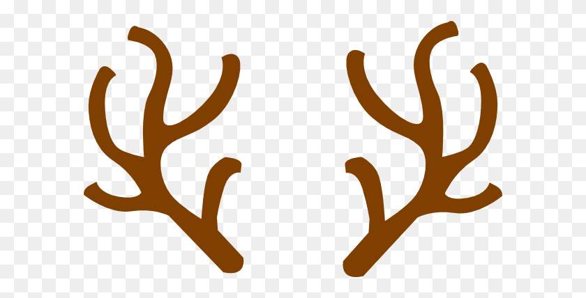 600x368 Brown Clipart Deer Antler - Santa And Reindeer Clipart
