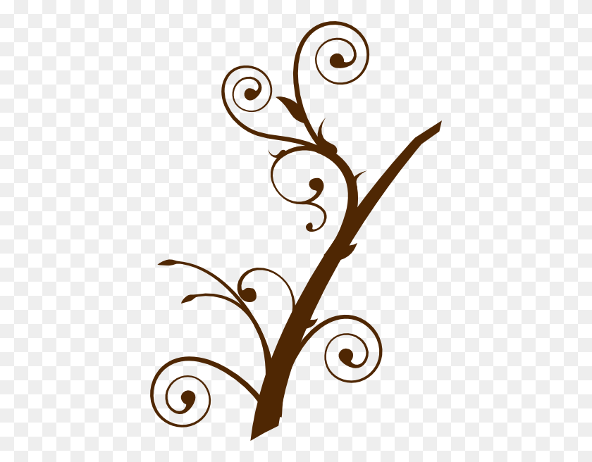 414x596 Brown Curly Branch Clip Art - Curly Q Clipart
