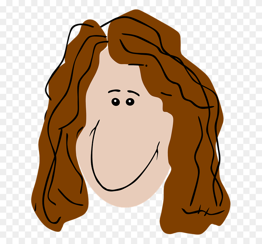 639x720 Brown Curly Hair Clipart - 100th Day Clipart
