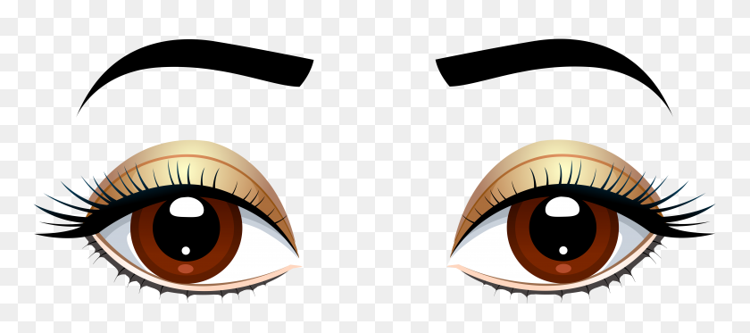 8000x3219 Brown Eyes With Eyebrows Png Clip Art - Pink Diamond Clipart