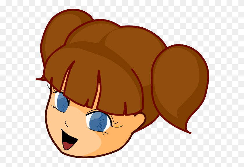 600x515 Brown Hair Clipart - Girl With Ponytail Clipart