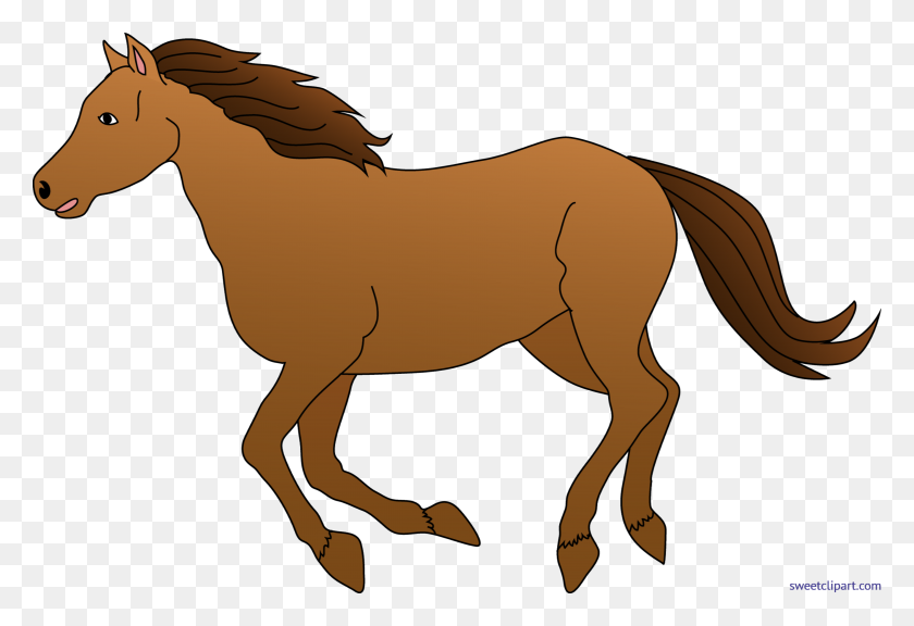 6680x4427 Brown Horse Galloping Clip Art - Mustang Horse Clipart