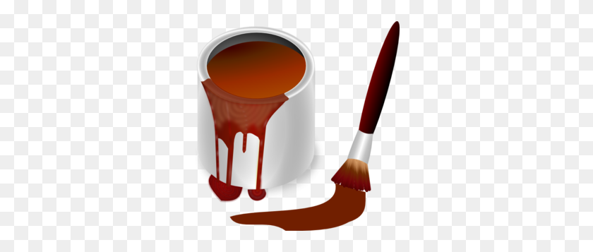 292x297 Brown Paint With Paint Brush Clip Art - Garden Tools Clipart