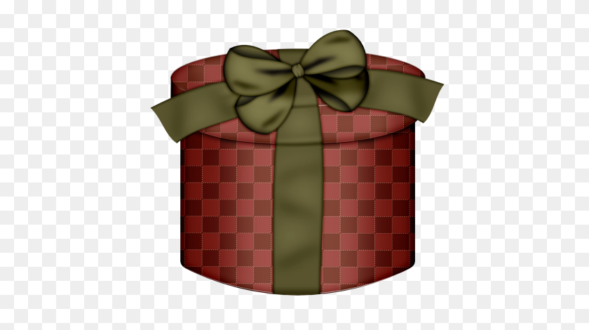 450x410 Brown Round Gift Box With Gren Bow Png Gallery - Gift Clipart Free