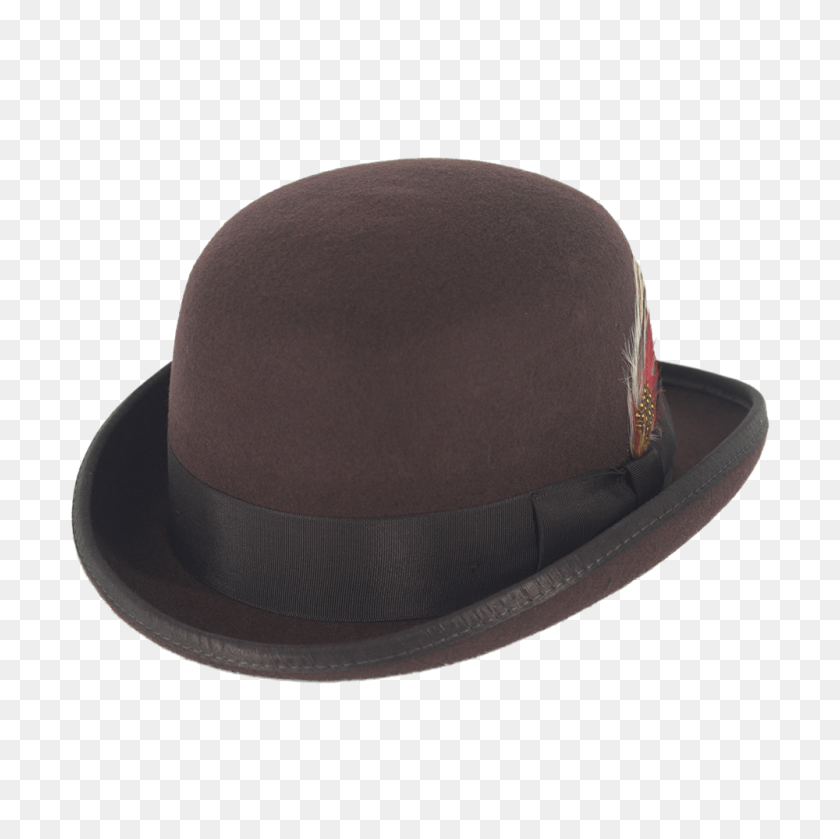 1000x1000 Brown Wool Bowler Hat - Bowler Hat PNG