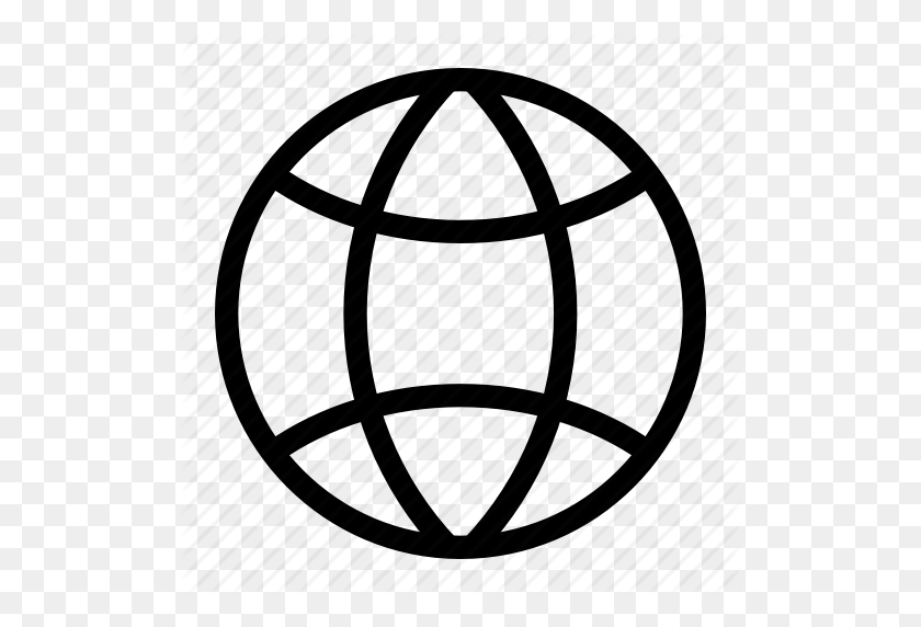 512x512 Браузер, Земля, Глобус, Международный, Интернет, Язык, Карта - Черно-Белый Клипарт Глобус
