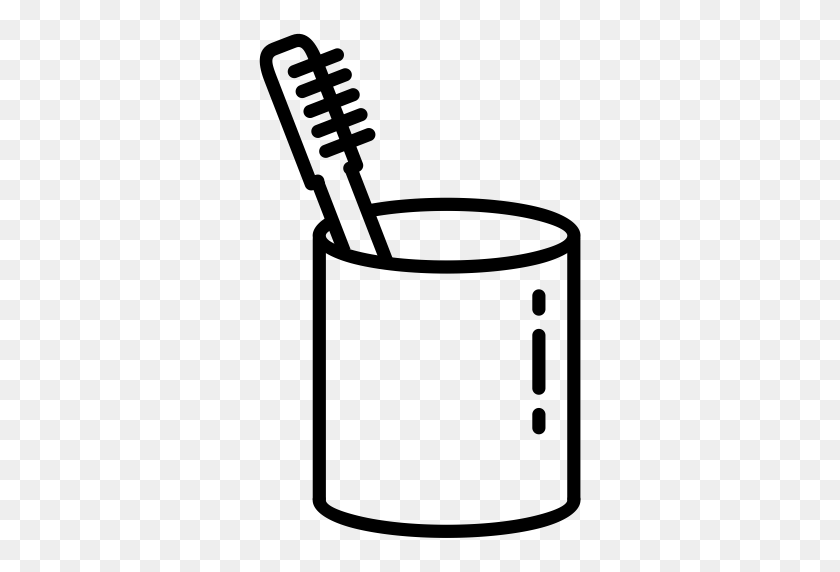 512x512 Brush, Mug, Tooth, Toothbrush, Hygiene, Cup, Toilet Icon - Mug Clipart Black And White
