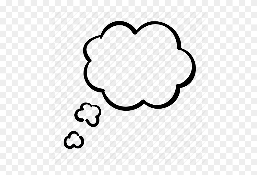 512x512 Burbuja, Nube, Sueño, Dibujado A Mano, Piensa, Pensando, Icono De Pensamiento - Nube De Pensamiento Png