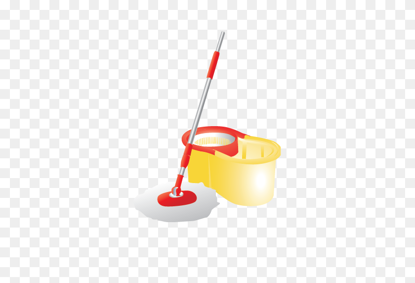 512x512 Bucket, Cleaning, Container, Janitor, Mop, Mop And Bucket Icon - Mop PNG