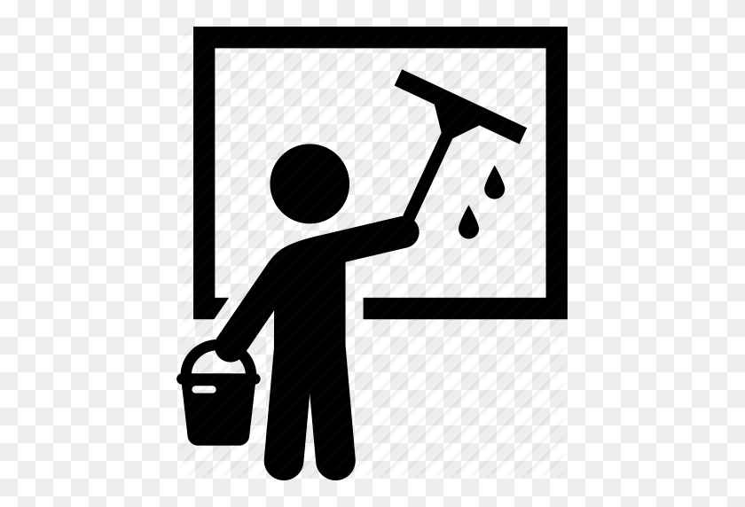 441x512 Bucket, Cleaning, Person, Squeegee, Washer, Washing, Window Icon - Window Cleaning Clip Art